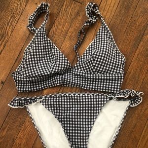 Aerie Navy and White Ruffle Swimsuit